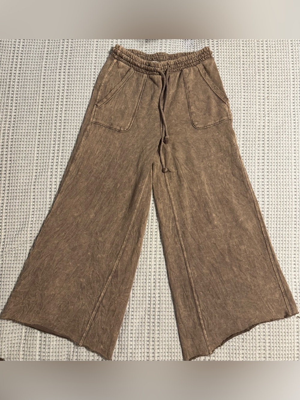 Three Bird Nest Mineral Wash Wide Leg Pants Brown S